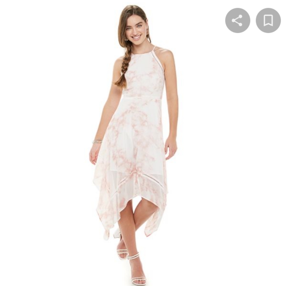 Woman pink tie dye  flowing slip dress